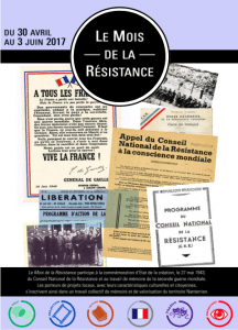 Lire la suite à propos de l’article Mois de la Résistance – 30 avril au 3 juin 2017